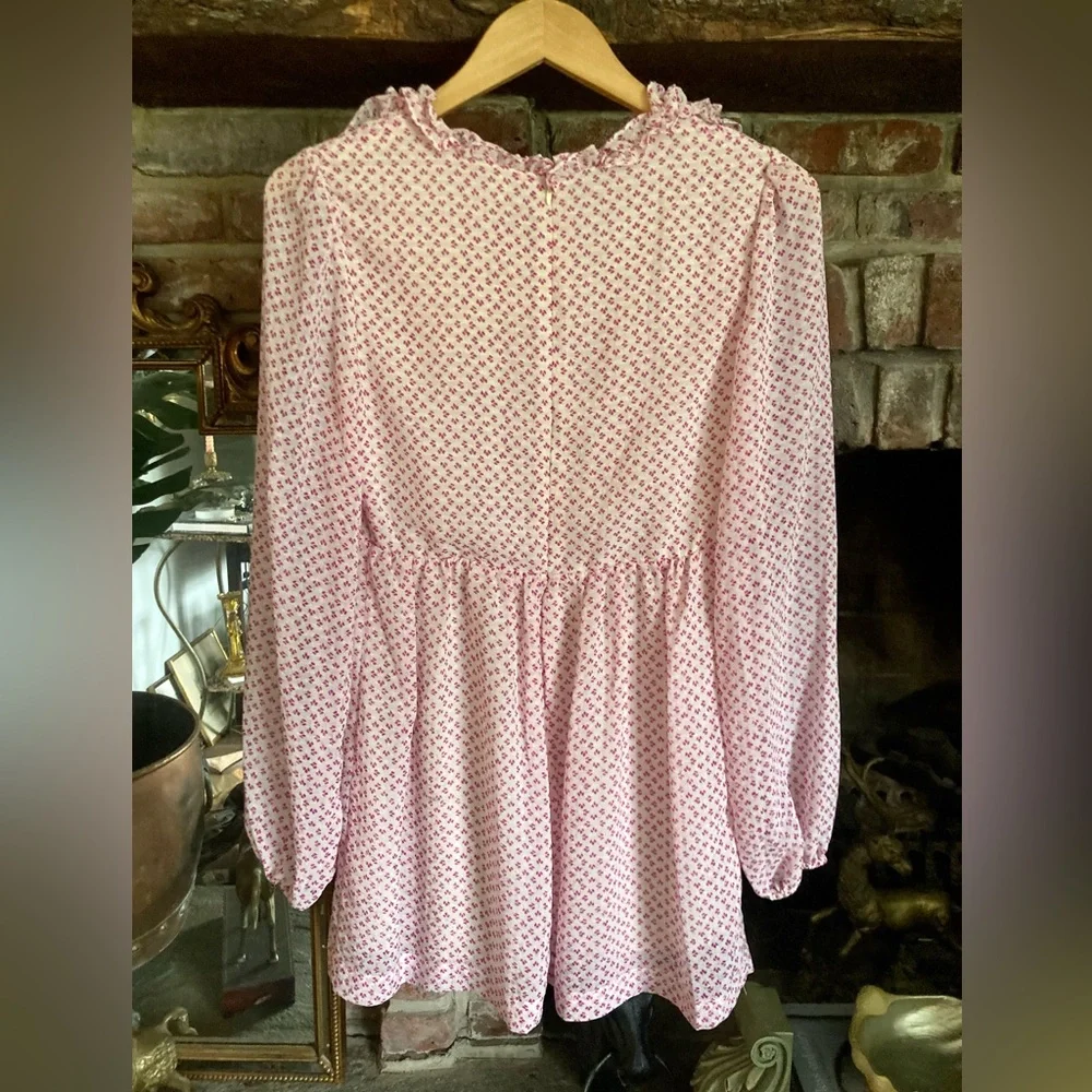 Free People Noveau Butterfly Floral Tea Combo Ruffle Neck Babydoll Dress Cottage